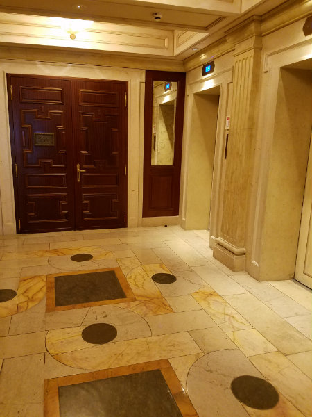 Beautiful marble entryway in Hotel Principe di Savoia